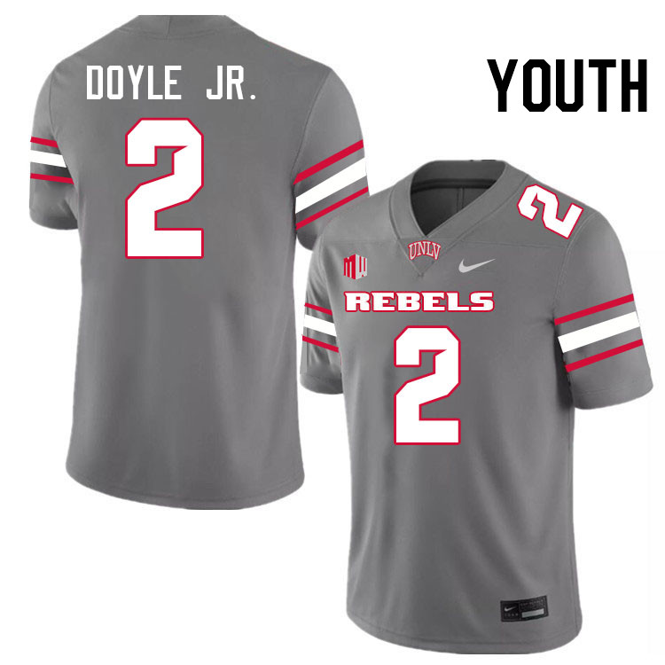 Youth #2 Antonio Doyle Jr. UNLV Rebels College Football Jerseys Stitched-Grey